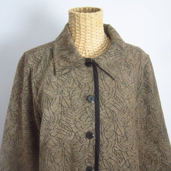 CJ Banks Christopher & Bank Womens M Blazer Taupe Brown Black Floral Jacket - Picture 3 of 11